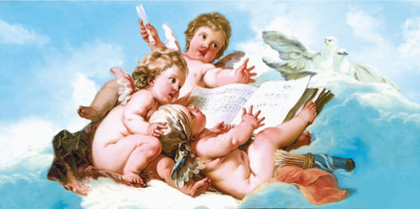 Обои фреска амуры ангел на облаках (angel-00020)