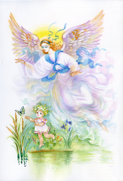 Фото обои Ангел и ребенок (angel-00061)