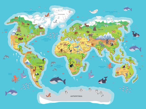 Фотообои Карта мира для детей (child-577)