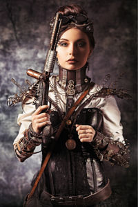 Фотообои стимпанк портрет с оружием (glamour-0000209)
