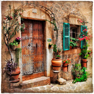 Фотообои итальянский дворик двери (retro-vintage-0000105)