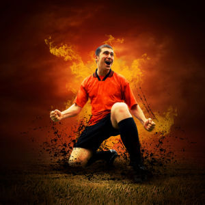 Фотообои футболист в огне (sport-0000045)