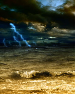 Фотообои море волны гроза и молния (sea-0000246)