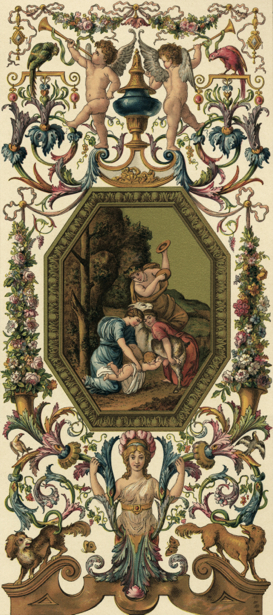 Фреска обои орнамент барокко композиция (angel-00053)