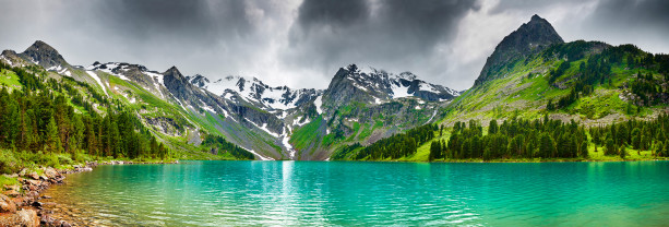 Фотообои лесное озеро альпийские горы (nature-00010)