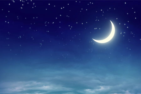 Фотообои месяц в ночном небе звезды (sky-0000130)