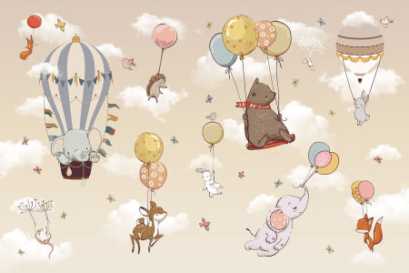 Фотообои Животные на воздушных шариках (child-580)