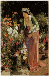 молодая женщина, сад, цветы (pf-74)