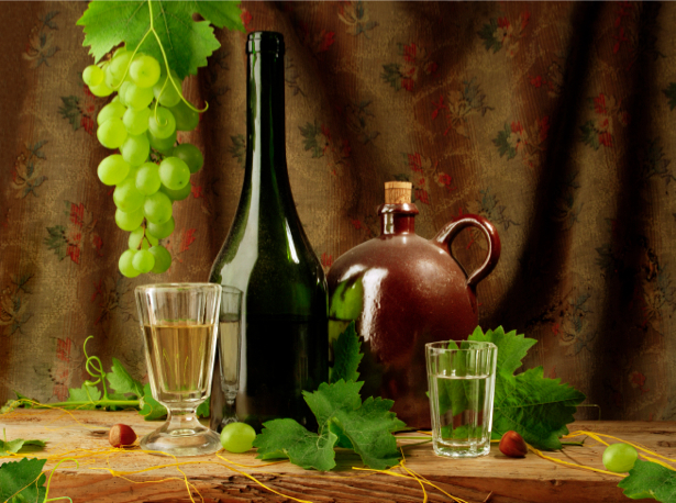 Фотообои натюрморт виноград с вином (still-life-0042)