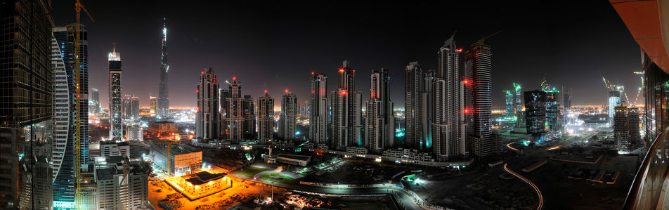 Фотообои ночные небоскрёбы панорама (city-0000130)