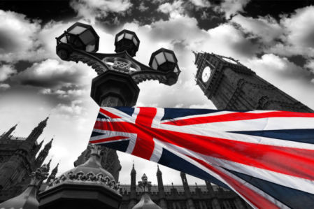 Фотообои Лондон Биг-Бен флаг Британии (city-0001243)