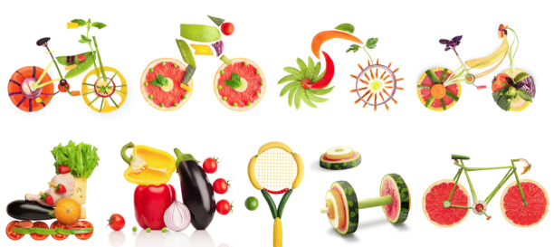 Фотообои для кухни спорт из овощей (food-0000312)