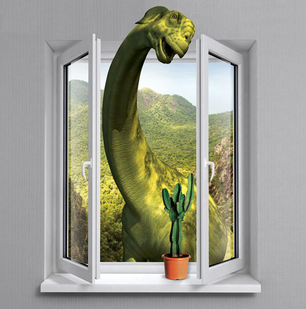Фотошпалери Динозаврик в вікні (child-472)