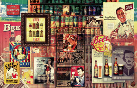 Фотообои бар пиво плакаты винтажные (commercial-00002)