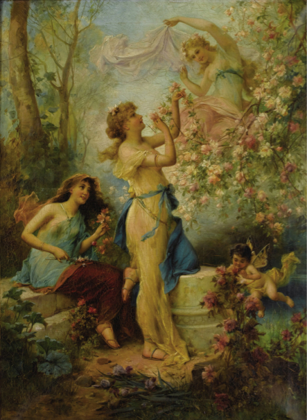 Фреска Цветы и ангелы фотокартина (angel-00069)