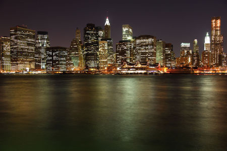 Фотообои Нижний Манхэттен в Нью-Йорке ночью (city-1479)