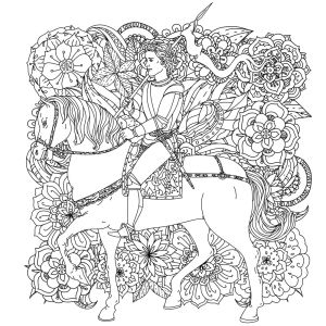Обои раскраска Принц на белом коне (color-6)