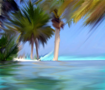 Фотообои море живопись пальмы (sea-0000116)