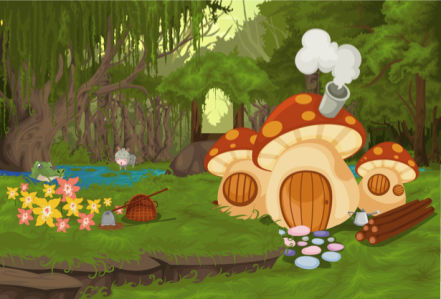 Фотообои детские грибы в лесу (children-0000240)