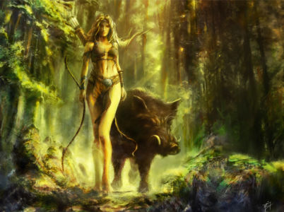 Фотообои лесная героиня в лесу (fantasy-0000062)