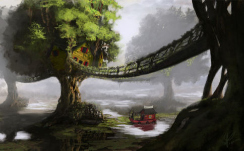 Фотообои сказочный подвесной мост (fantasy-0000075)