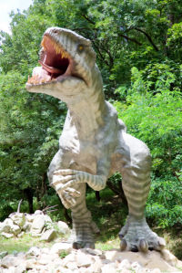 Фотообои динозавр тираннозавр на камнях (animals-0000149)