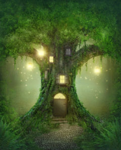 Фотообои в детскую дерево дом сказка (fantasy-0000148)