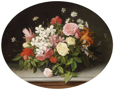 Картина корзина полная цветов (pf-121)