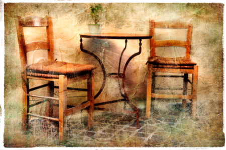 Фотообои стол и стулья (retro-vintage-0000146)