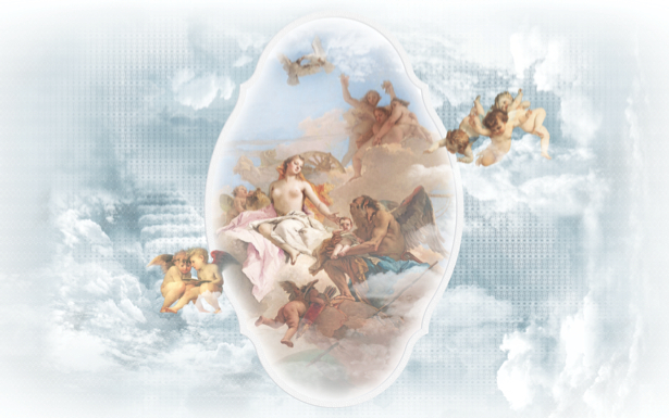 Фреска фото обои ангелы амуры композиция (angel-00049)
