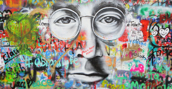 Фотообои Граффити лица Джона Леннона (background-392)