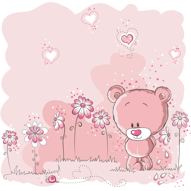 Дитячі фотошпалери рожевий ведмедик Тедді (children-0000138)