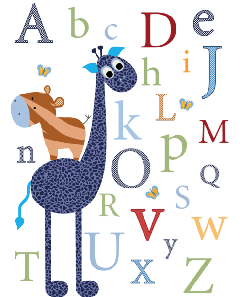 Дитячі фотошпалери жираф і алфавіт (children-0000400)