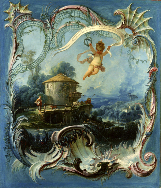 Фреска картина обои Буше амур (angel-00041)