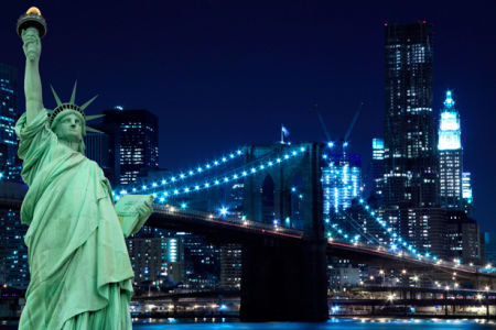 Фотообои статуя Свободы Бруклинский мост (city-0000561)
