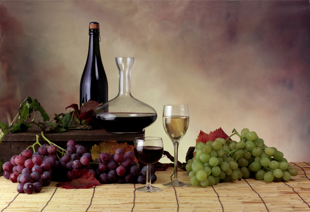 Фотообои натюрморт виноград с вином (still-life-0041)