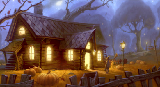 Фотообои сказочный домик Хеллоуин (children-0000062)