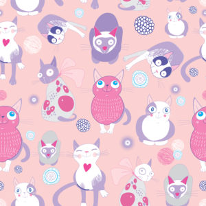 Фотошторы розовые кошки (children-curtain-00006)