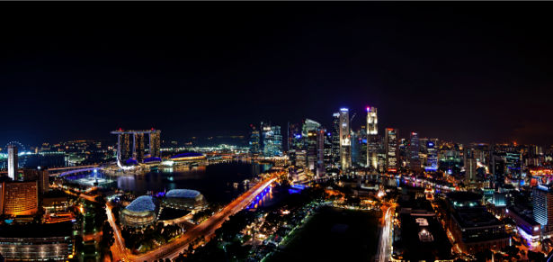 Фотообои Сингапур, ночной город, небоскребы (city-0000057)