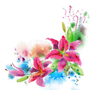 Цветочные фото обои Акварельные цветы (flowers-0000704)