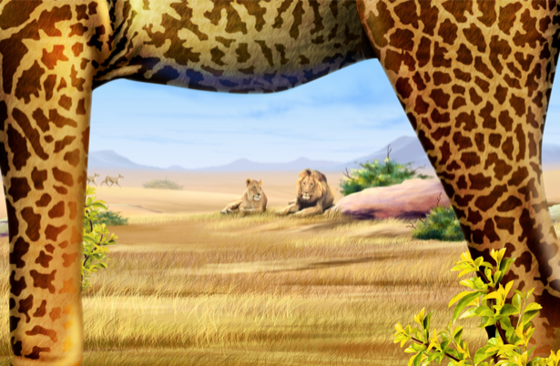 Фотообои львы и ноги жирафа (fantasy-0000006)