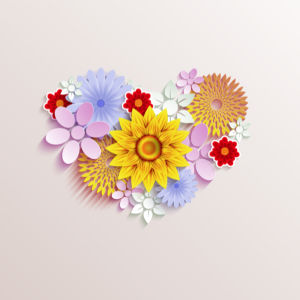 Комнатные обои Сердце из цветов (flowers-0000610)