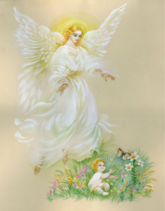 Фреска обои Ангел и ребенок (angel-00058)