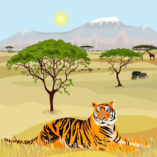 Фотообои рисованный Тигр (animals-0000472)