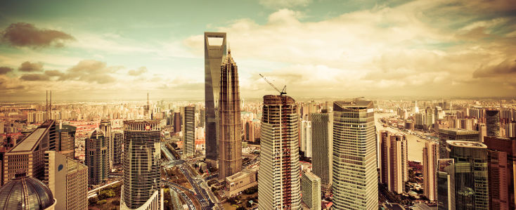 Фотообои панорама небоскрёбов мегаполиса (city-0000175)