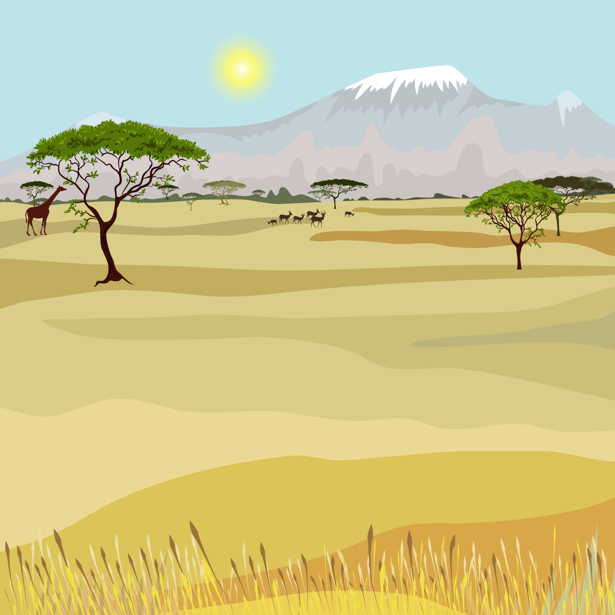 Фотообои рисованный пейзаж Африка (fantasy-0000160)