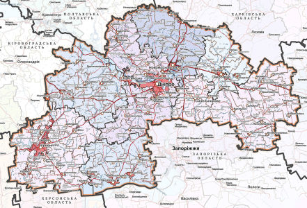 Фотообои карта Днепропетровской области (map-0000224)