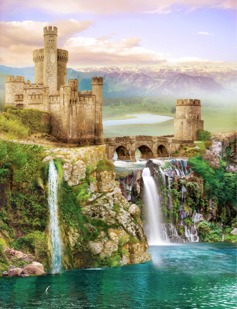Фотообои Крепость с водопадом (printmaking-0000086)