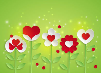Обои на стену цветы с сердечками (flowers-0000609)