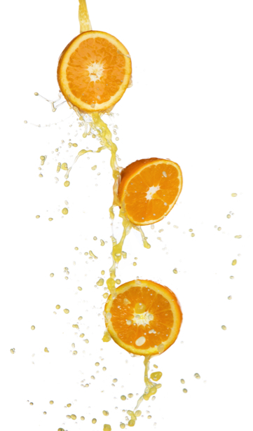 Фото Обои на кухню апельсин в соке 1 (food-0000012)